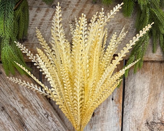 18" Fall Beaded Greenery Bush, Wheat Colored Greenery Bush, Fall Greenery