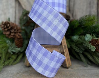 2.5" Lavender Checks Ribbon, Easter Ribbon, Spring Ribbon, Purple Plaid Ribbon, Wired RIbbon, Light Purple Ribbon, Lavender Checks Ribbon