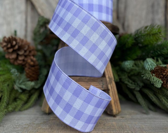 2.5" Lavender Checks Ribbon, Easter Ribbon, Spring Ribbon, Purple Plaid Ribbon, Wired RIbbon, Light Purple Ribbon, Lavender Checks Ribbon