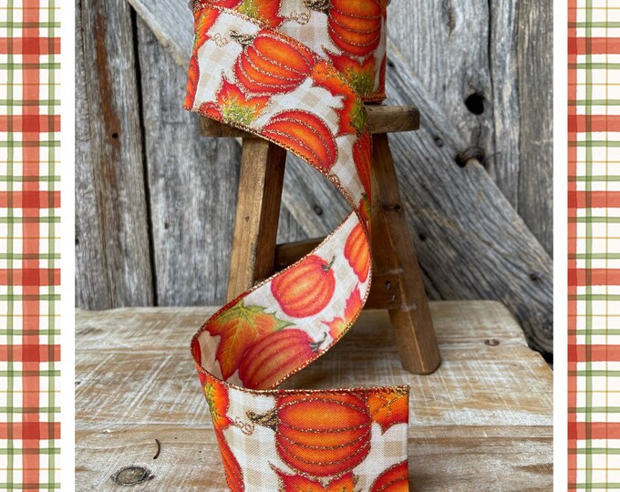2.5" Orange Pumpkin Ribbon, Fall Ribbon, Pumpkin Ribbon