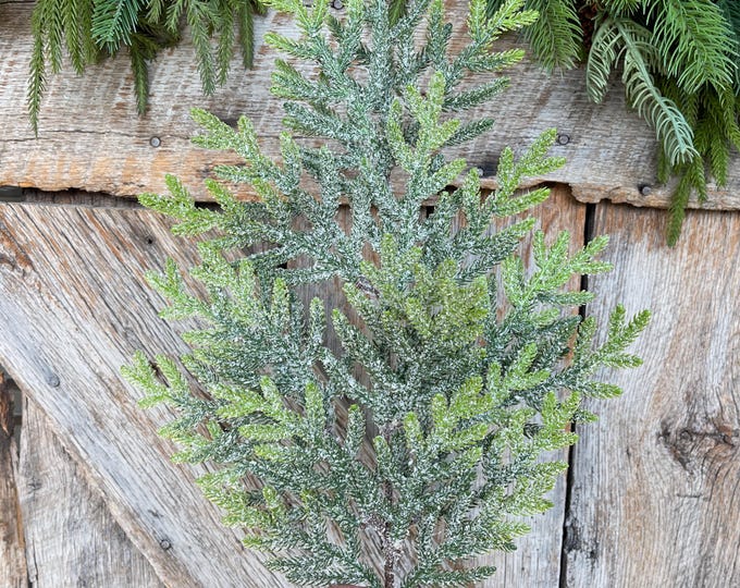 26" Norfolk Iced Pine Spray, Real Touch Norfold Pine, Artificial Pine Spray, Christmas Greenery, Pine Spray, Artificial Greenery, 84363