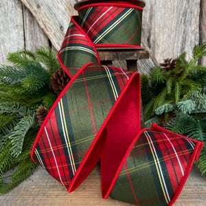 2.5&quot; Christmas Plaid Ribbon, Green Plaid Ribbon, Traditional Christmas Ribbon
