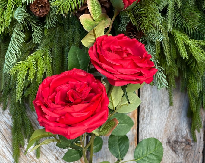 30″ Red Austin Rose Stem | Long Red Artificial Rose | Floral Supply Stem for Arrangements, Wedding Decor, DIY Bouquets, Crafts