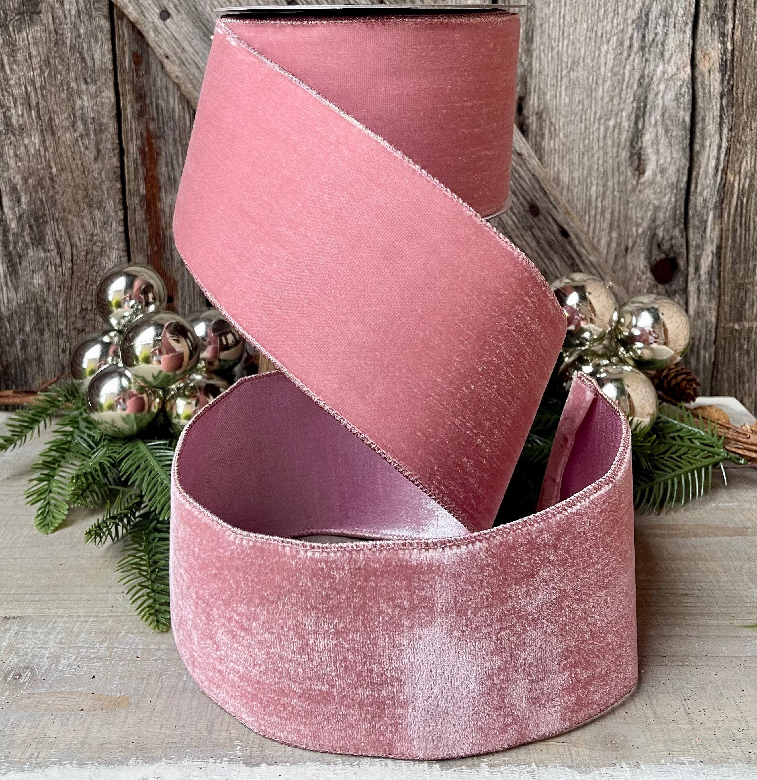 4 Pink Velvet Ribbon, Farrisilk Ribbon, Velvet Ribbon, Christmas