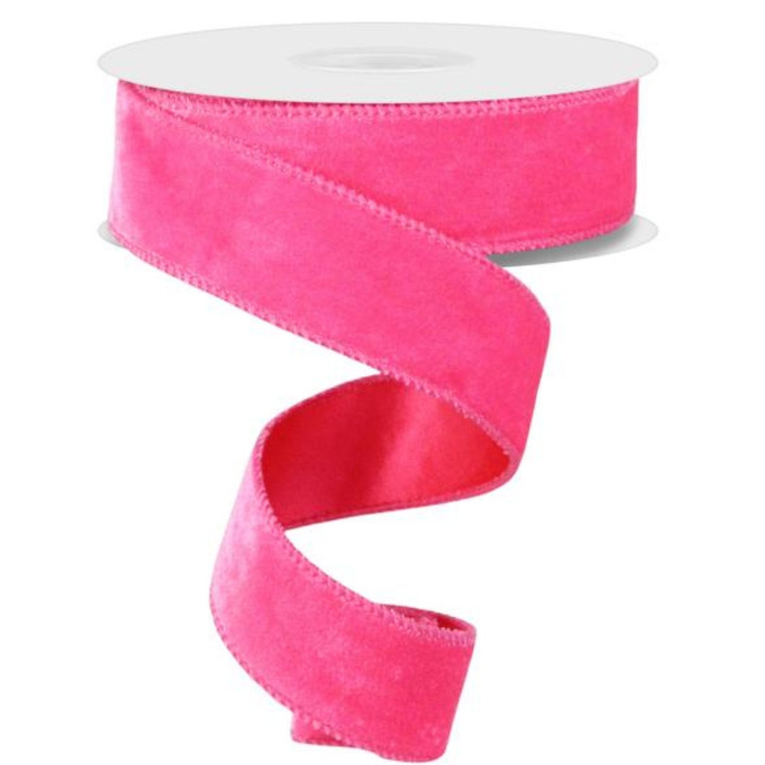 1.5 Bubble Gum Pink Velvet Ribbon, Wired Velvet Ribbon, Velvet Ribbon