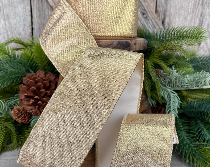 2.5" Champagne Gold Ribbon, Gold Ribbon, Christmas Ribbon, Designer Ribbon, 2.5" x 10yds