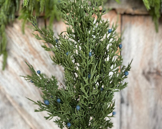 28" Juniper Pick, Artificial Juniper Floral Stem, Christmas Greenery