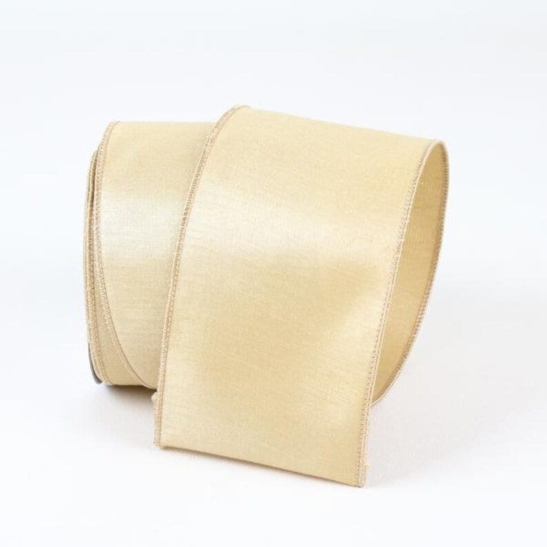 4 Gold Ribbon, 4 Gold Super Satin Ribbon By Farrisilk, Gold Wired
