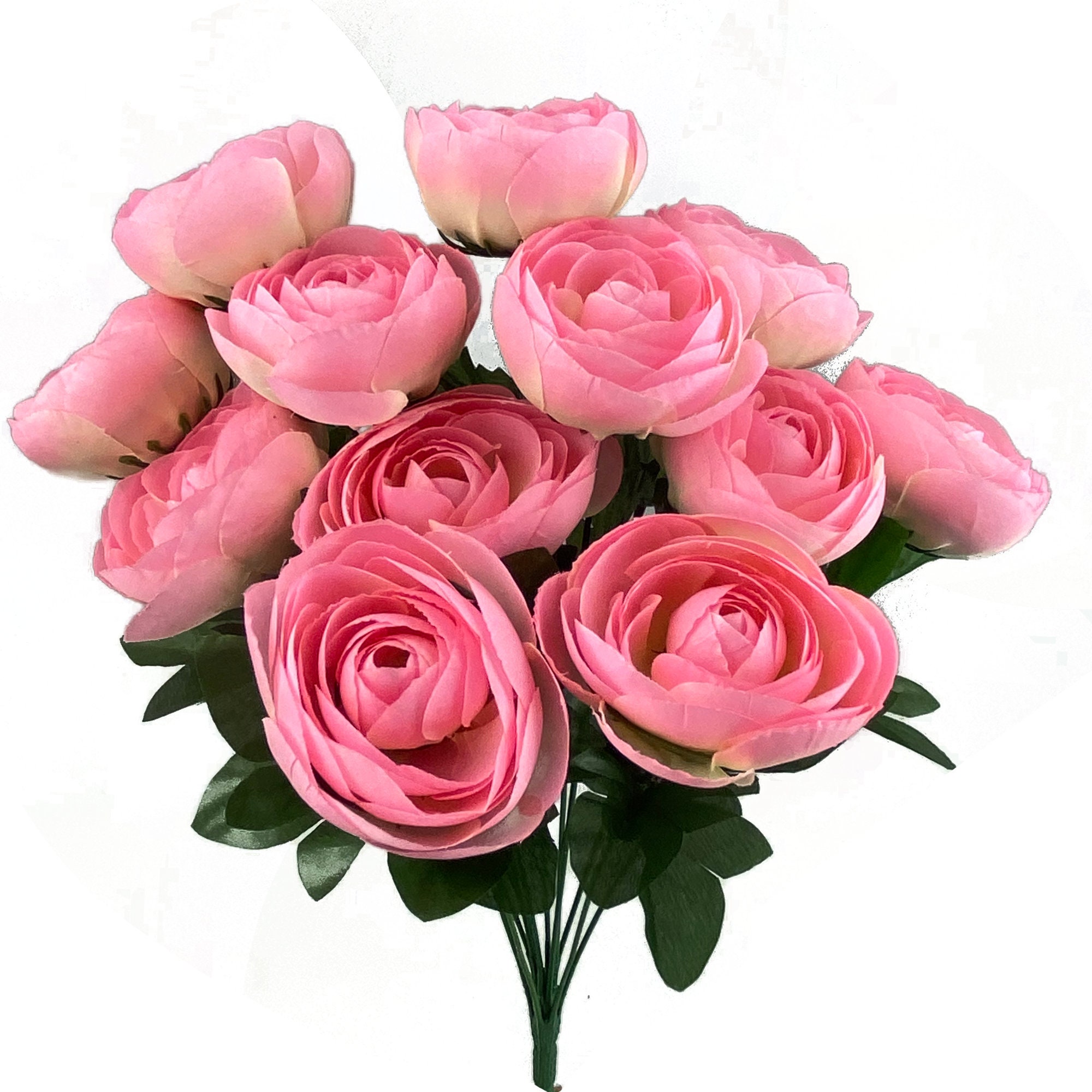 20 Pink Ranuculus Bush, Pink Floral Bush, Artificial Floral Bush, Pink