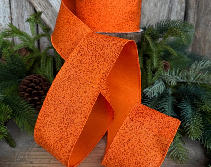 2.5" Orange Ribbon, Halloween Ribbon, Farrisilk Mystic Glitz Ribbon