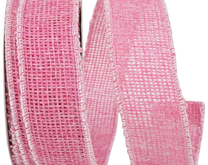 1.5 x 10 Hot Pink Weave Fabric Ribbon, Spring Wired Ribbon