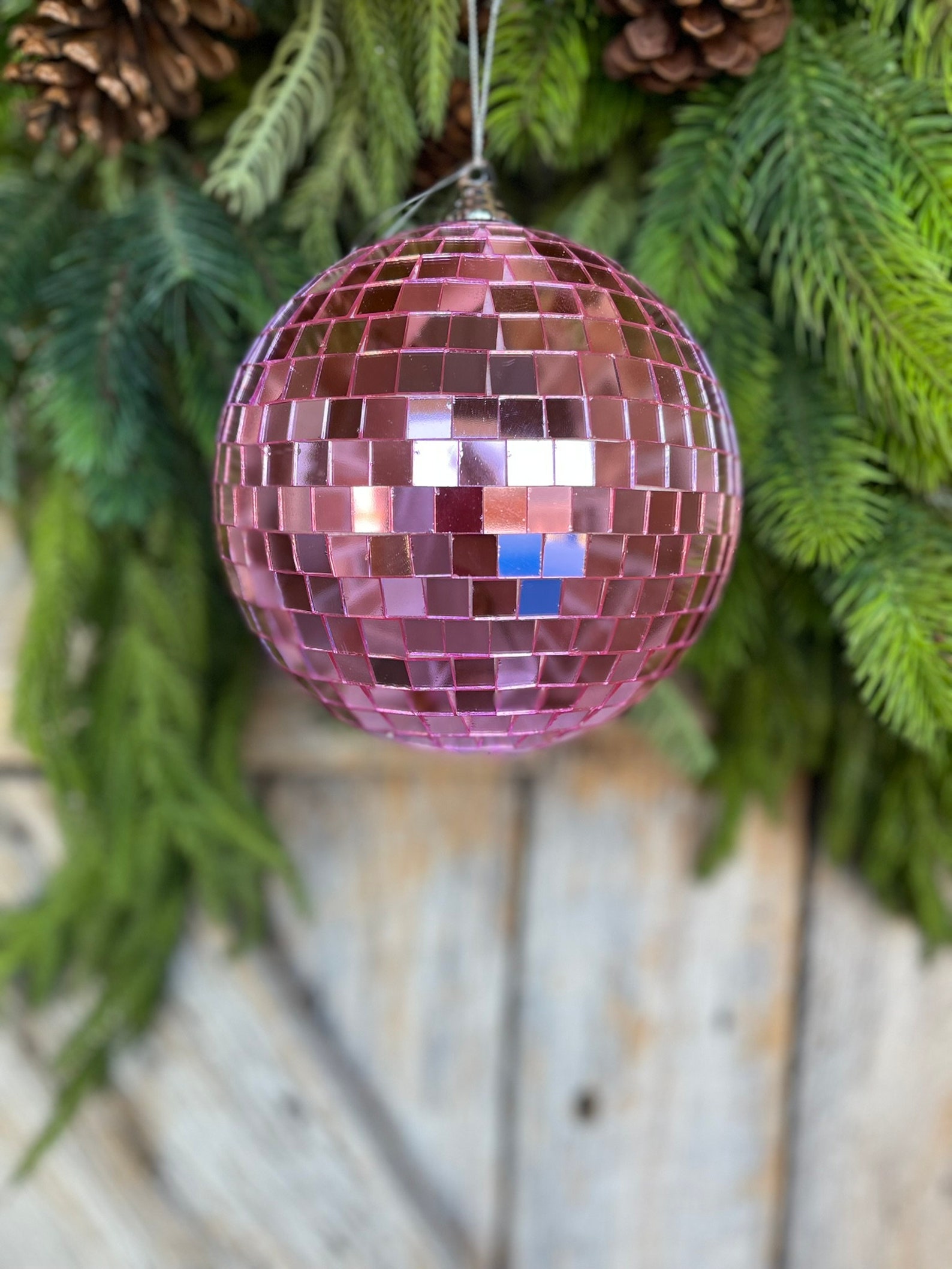 6 Pink Disco Ball Ornament, Pink Ball Ornament, Pink Christmas Ornament