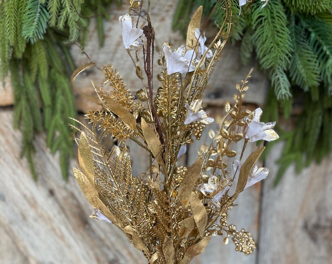 24" Gold Christmas Bush, Christmas 60919, Gold Filler Bush, Filler Bush, Metallic Gold Bush, 63526-GOLD