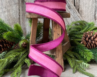 1" Pink Contrast Taffeta, Farrisilk Ribbon, Wired Ribbon, Pink Ribbon, Fuchsia Ribbon, Designer Ribbon, 2 tone ribbon, wreath supply