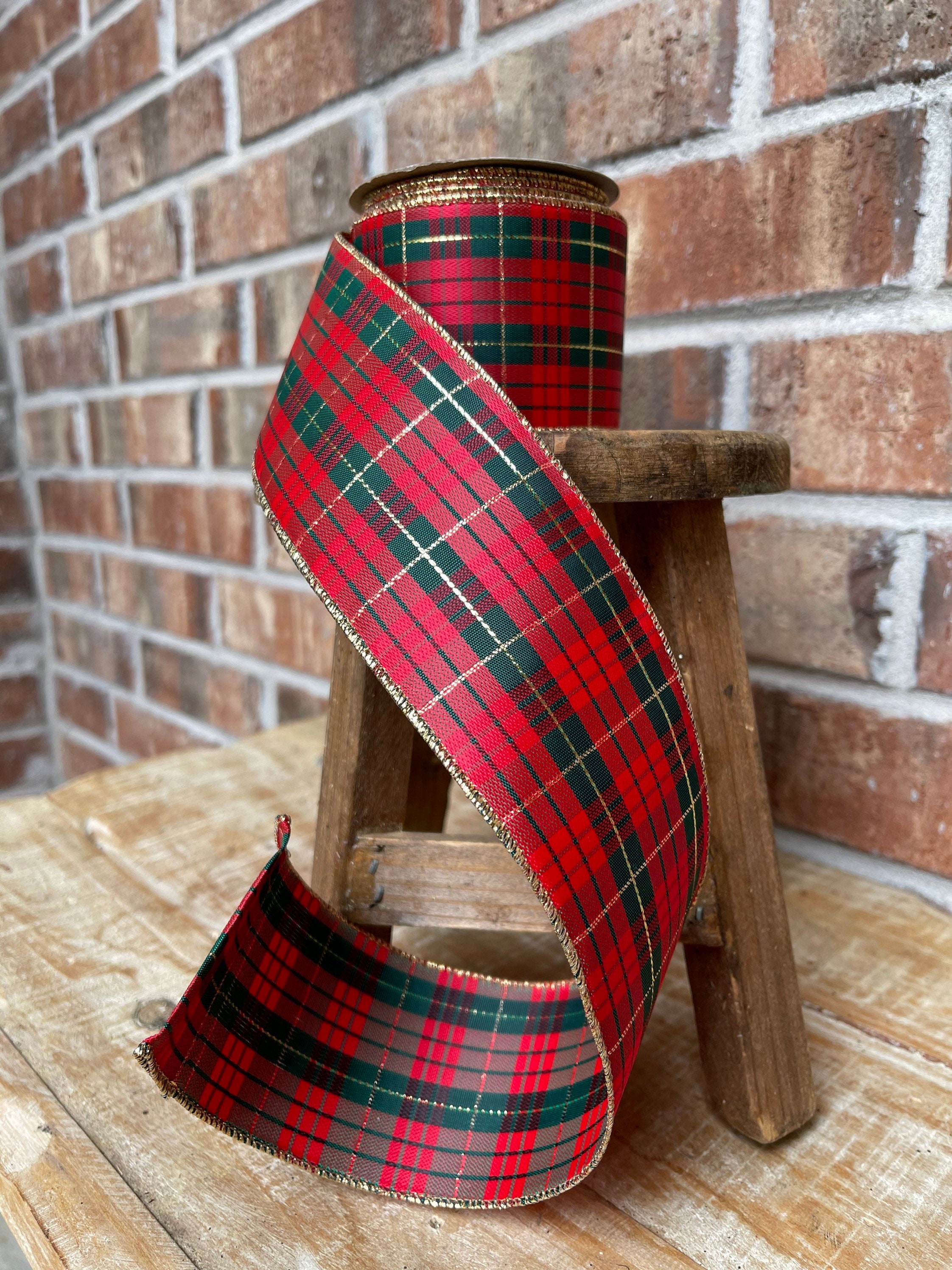 Christmas plaid ribbon red plaid ribbon 2.5 inch ribbon red  Etsy