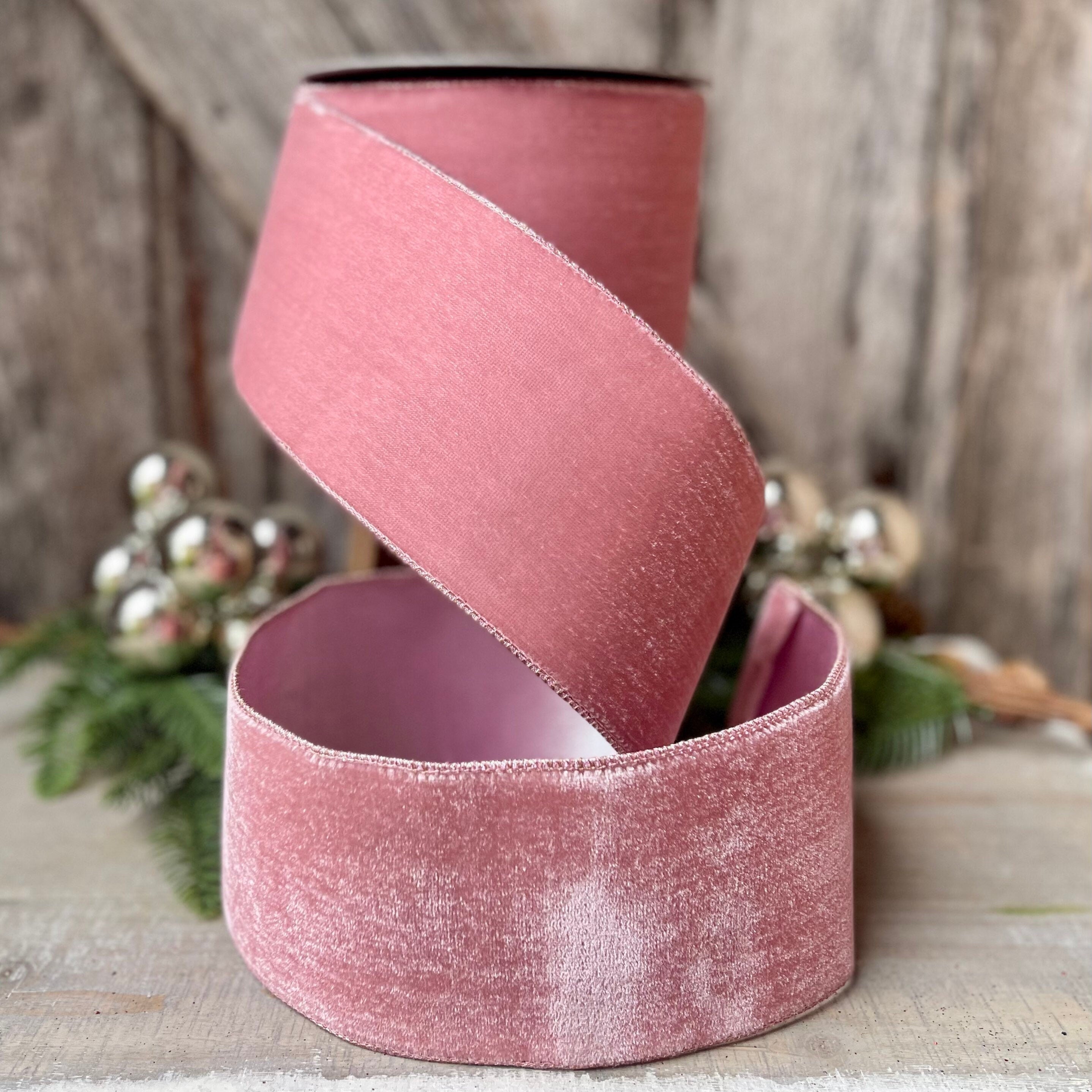 Hot Pink luster with tinsel edge 4” farrisilk wired ribbon