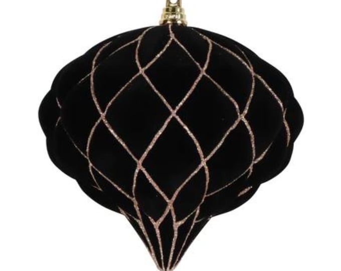 6" Black Velvet Kismet Ornament, Black Onion Ornament, Finial Ornament, Velvet Ornament, Black, Black Velvet Ornament, Christmas