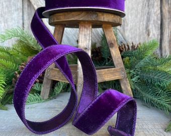 1" Purple Velvet Luster Ribbon, Farrisilk Ribbon, spring Velvet Ribbon, Purple Velvet Ribbon, Purple Ribbon, Purple Decor, RV001-27