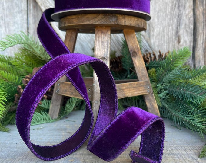 1" Purple Velvet Luster Ribbon, Farrisilk Ribbon, spring Velvet Ribbon, Purple Velvet Ribbon, Purple Ribbon, Purple Decor, RV001-27