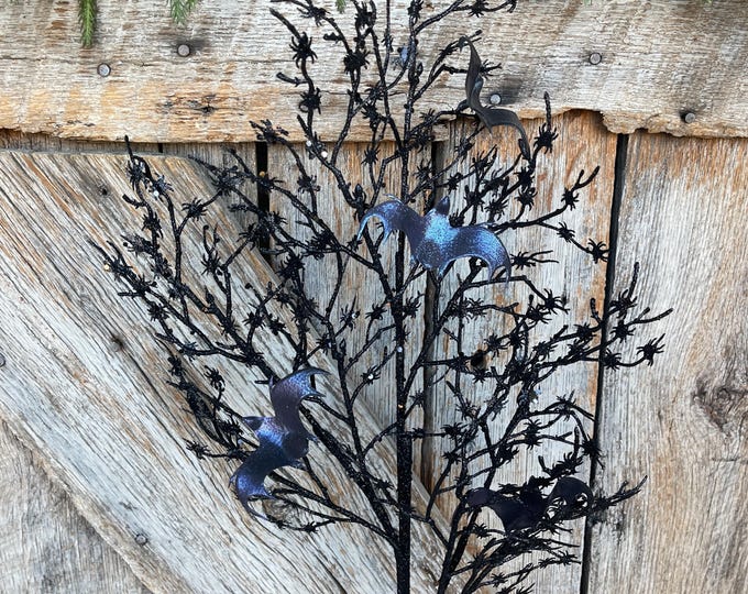 30" Black Bat Twig Floral spray, Halloween Floral Spray, Black Twig Spray, Black Halloween Floral, 57313BK