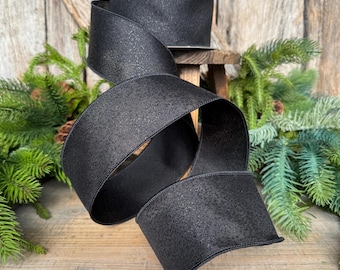 2.5" Black Ribbon, Halloween Ribbon, Farrisilk Mystic Glitz Ribbon