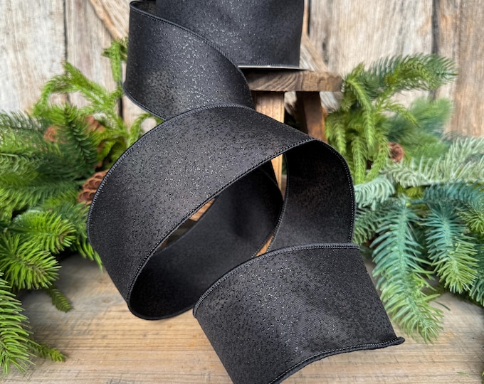 2.5" Black Ribbon, Halloween Ribbon, Farrisilk Mystic Glitz Ribbon