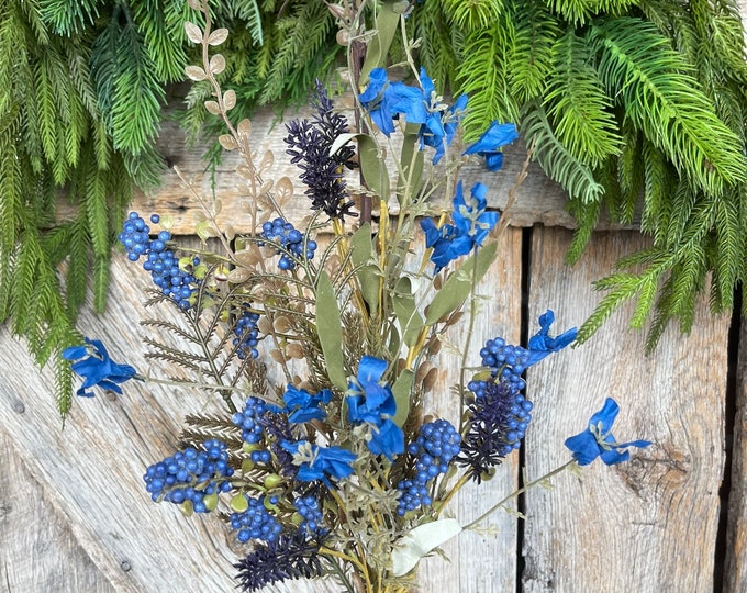 24" Blue Fall Filler Bush, 60919, Fall 60919, Royal Blush Greenery Bush, Fall Greenery Bush, Fall Wreath Supply, 63048-RO BL