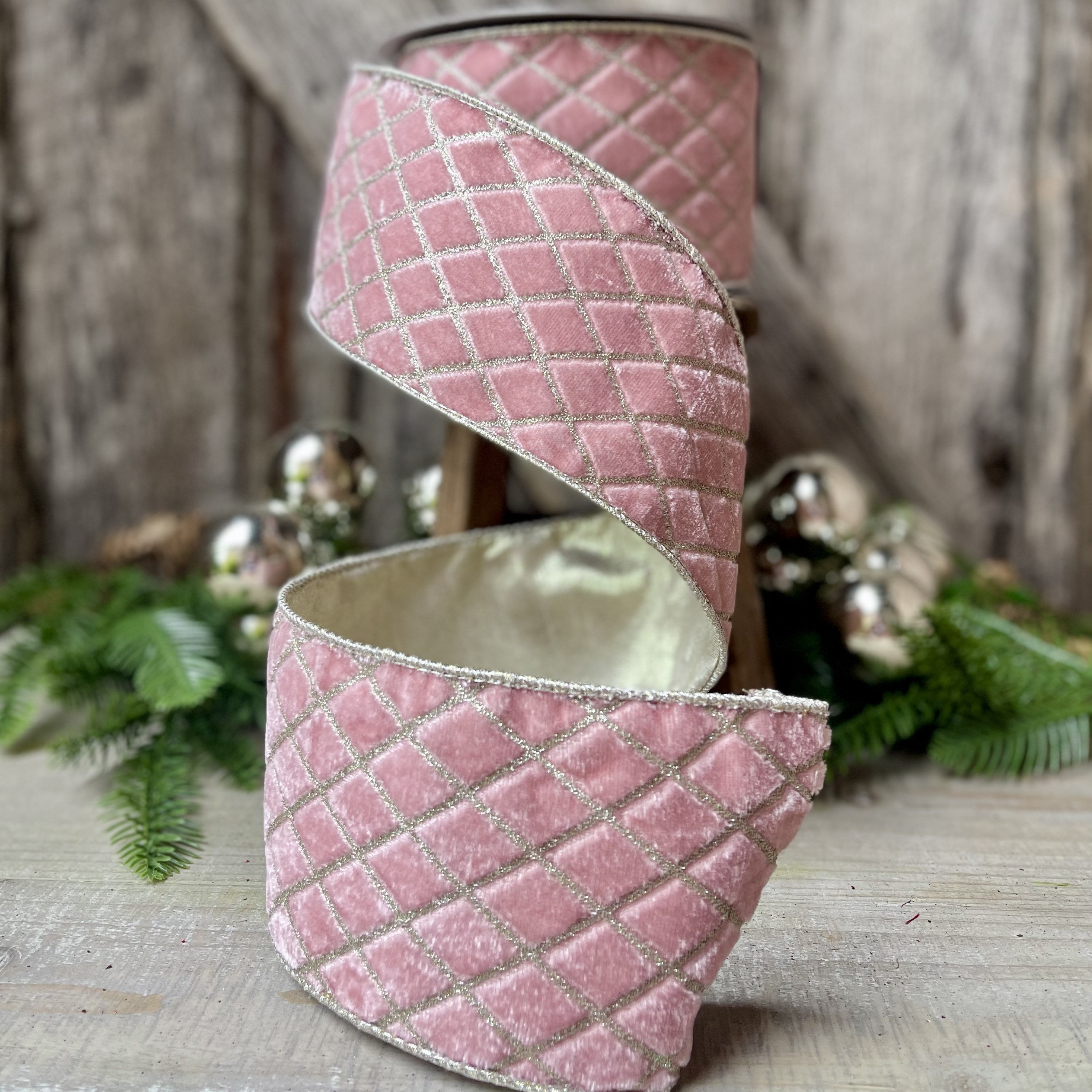 Pink Snowflake Ribbon Pink White Snowflake Ribbon 1.5 Inch Wired Ribbon