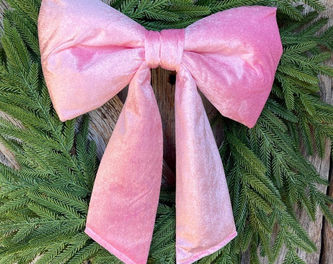 12" x 16" Pink Velvet Bow, Pink Christmas Bow, Velvet Bow