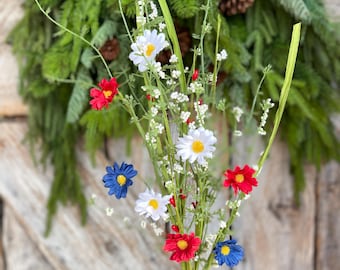24" Patriotic Flowering Bush, Artificial Floral Bush, Red White Blue Floral, Wreath Supply, Floral Supply,Patriotic Decor, 63503RWB