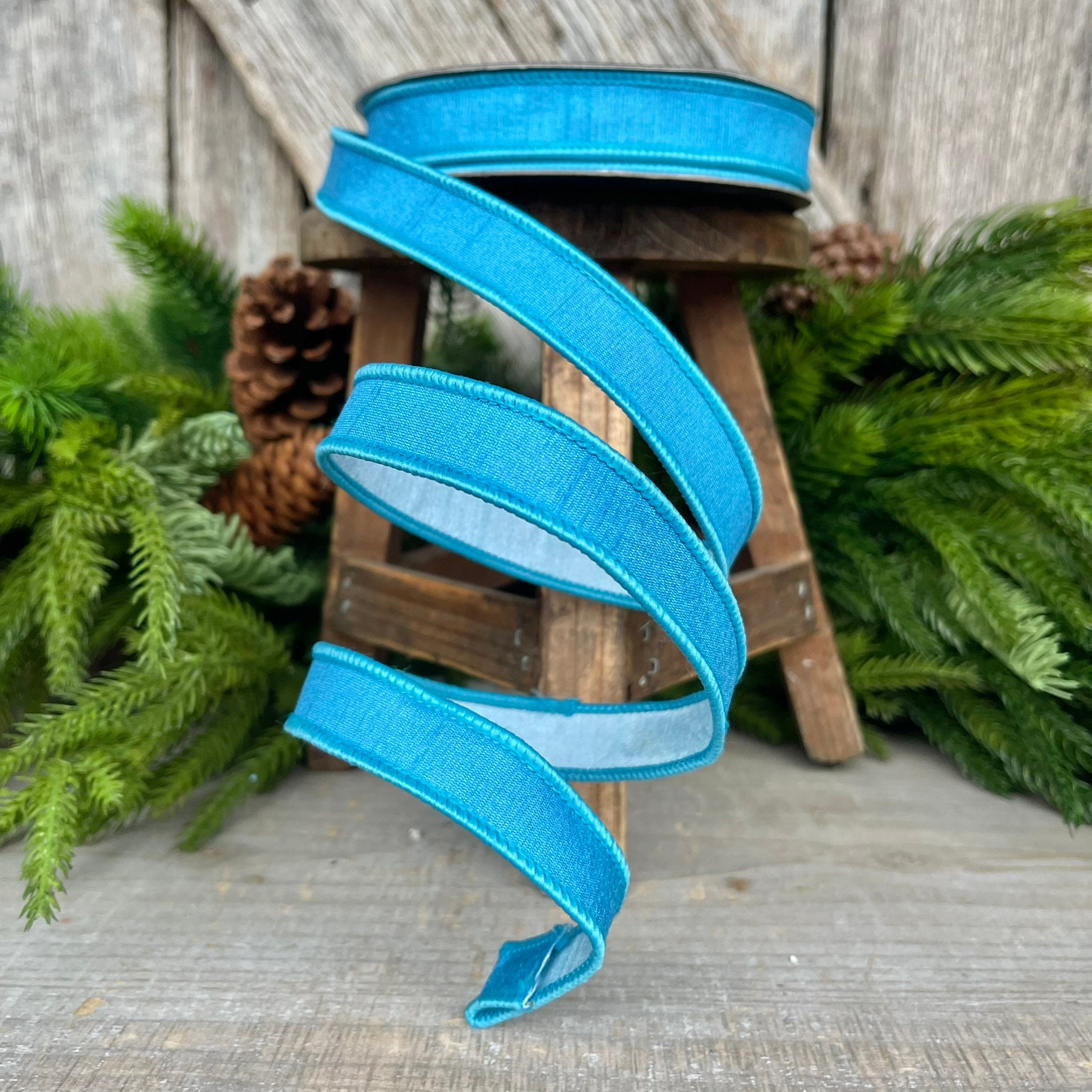 3/4 Blue Color Fusion Ribbon Farrisilk Ribbon, Wired Ribbon, Blue