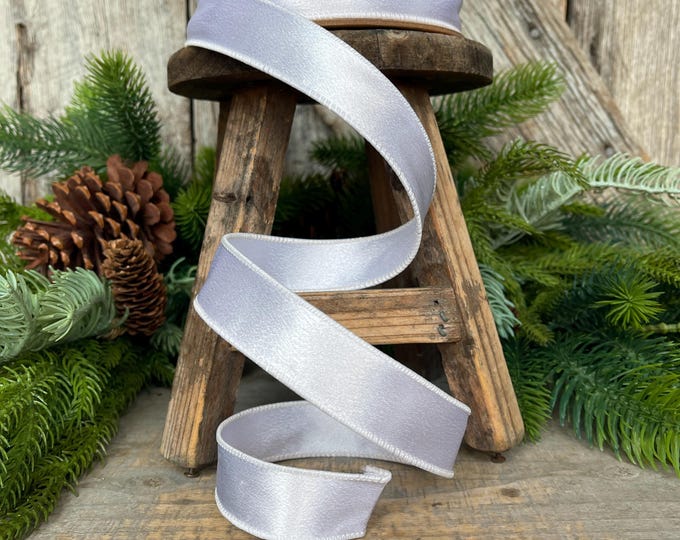 1" White Shimmer Satin Ribbon, White Satin Ribbon, Wired Ribbon, Wedding Ribbon, Christmas Ribbon, Satin Ribbon
