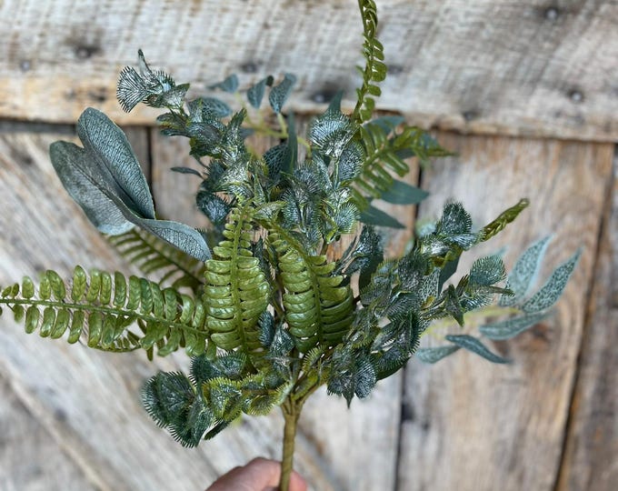20" Fern Greenery Bush, Eucalyptus Fern Bush, Artificial Greenery Bush, Greenery for Wreaths, Spring Greenery, 64899