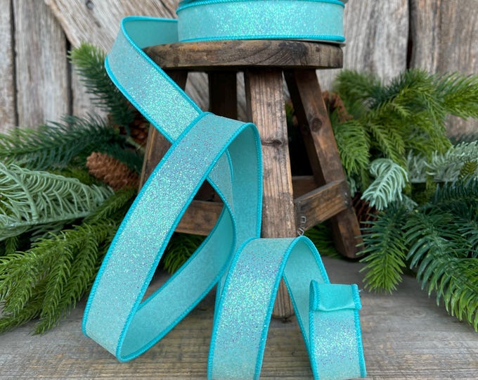 1" Light Blue Sugar Frost Ribbon, Farrisilk Ribbon, Blue Ribbon, Candy Theme Ribbon, Designer Ribbon, Teal Wired Ribbon, RS127-16