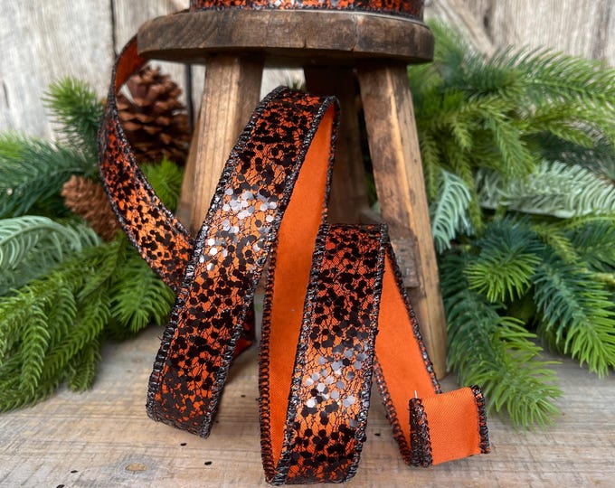 1" Orange Wicked Weave Ribbon, Farrisilk Ribbon, Halloween RIbbon, Orange Web Ribbon, Designer Ribbon, Wired RIbbon, RS256-87