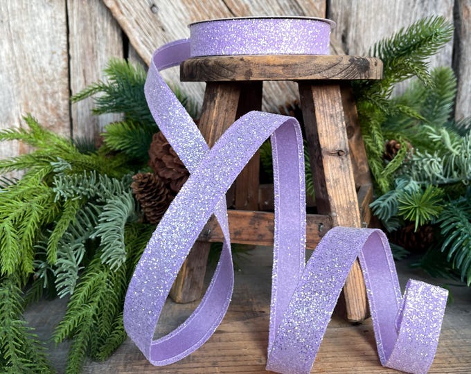 7/8" Purple Sugar Wired Ribbon, Lavender Ribbon