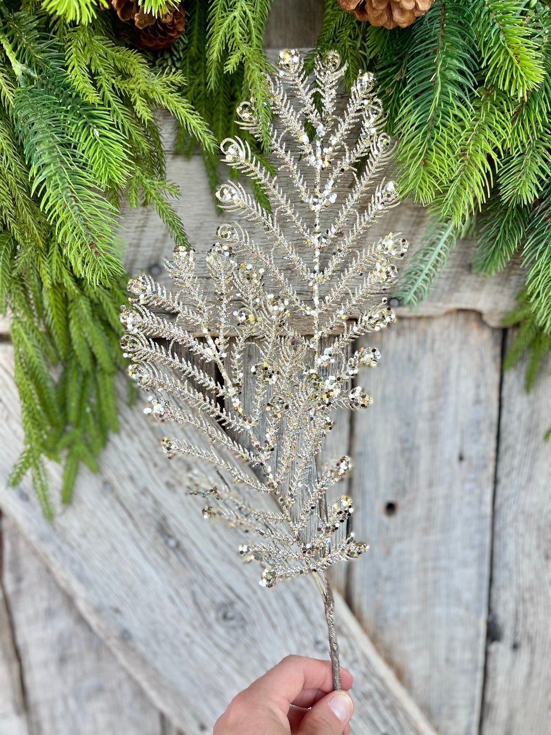 23 Platinum Christmas Plumes, Christmas Tree Spray, Christmas Tree