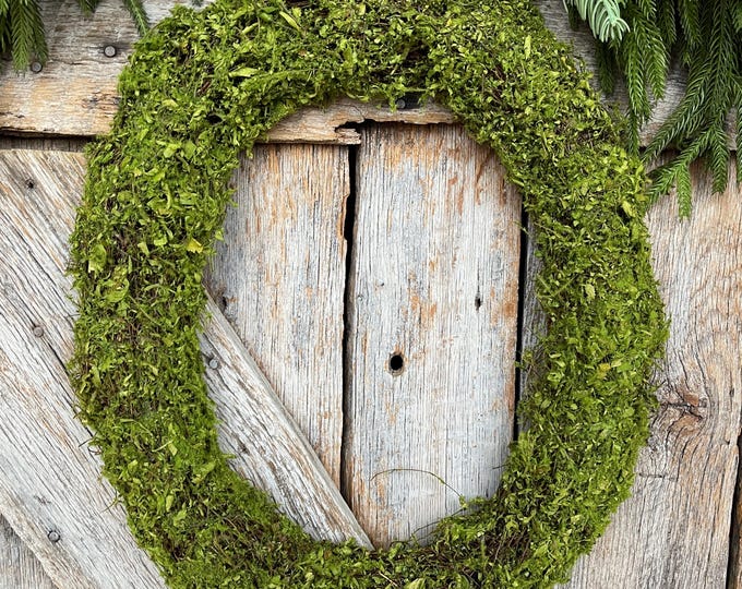 18" Moss Oval Wreath Fram, Moss Wreath, Wreath Base, Moss Wreath for Wreath Making, Wreath Supply, Floral Supply, 13655GN, Green Wreath