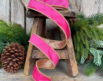 1" Hot Pink & Gold Ribbon