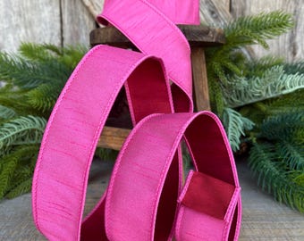 Bubblegum Pink & Red Wired Ribbon: Christmas Holiday Decor - 1.5" x 10 Yards