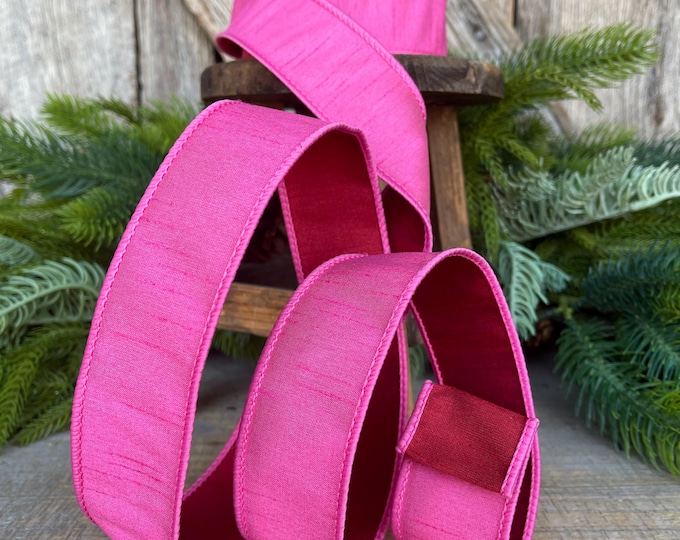 Bubblegum Pink & Red Wired Ribbon: Christmas Holiday Decor - 1.5" x 10 Yards
