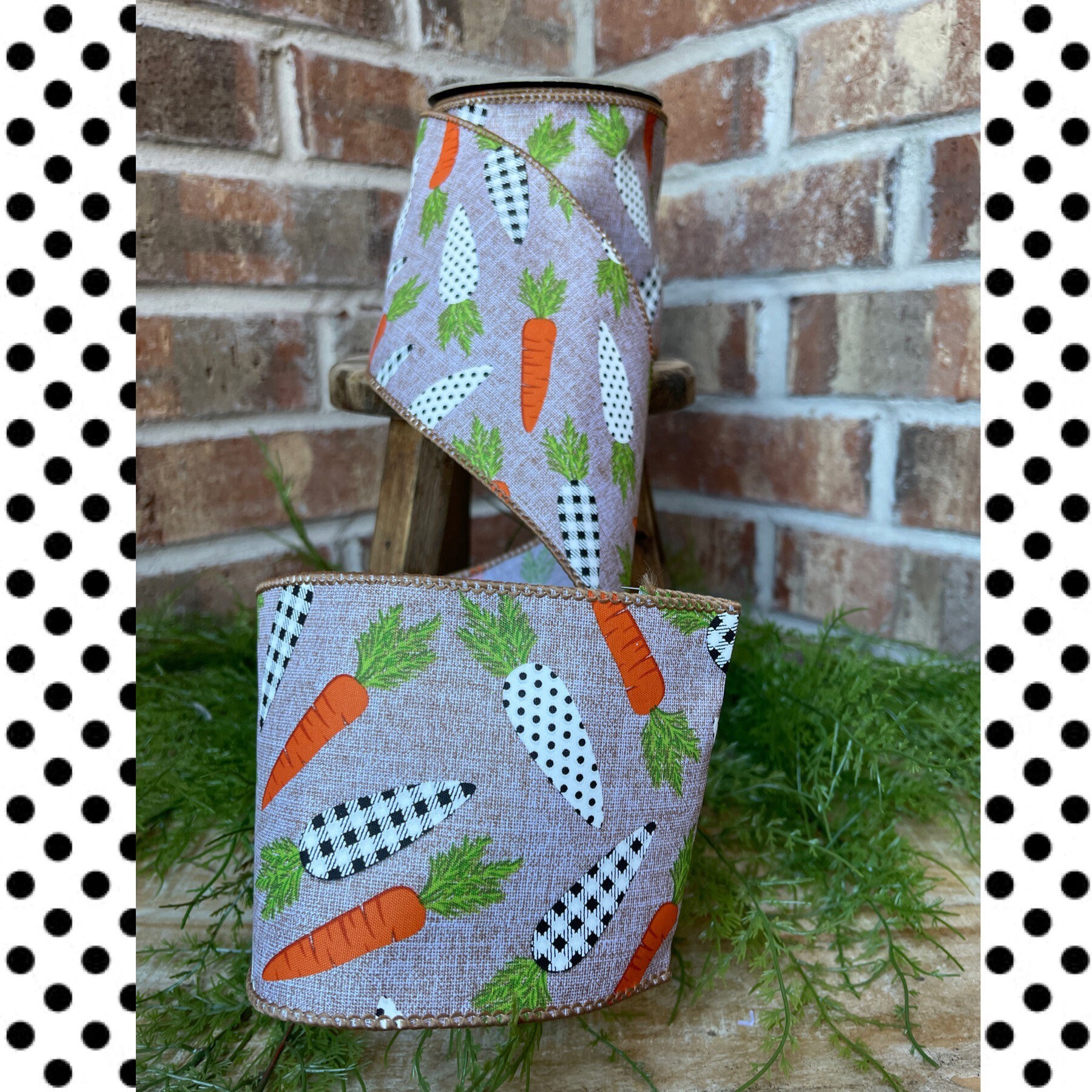 Easter ribbon, carrot ribbon, D. Steven’s ribbon, wired ribbon, Easter