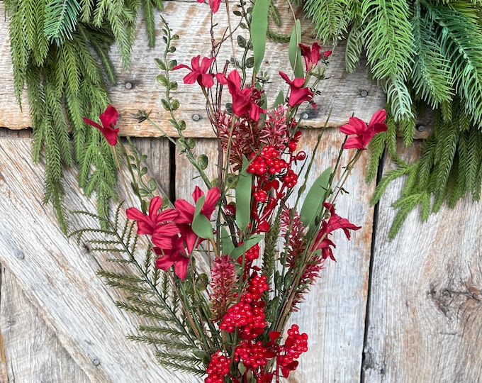 24" Red Christmas Bush, Christmas 60919, Red Berry Filler Bush, Filler Bush, Berry Filler Bush, 63526-RD