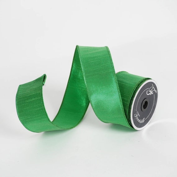 Green Reflective Holiday Wired 1.5 Inch Ribbon, Farrisilk Ribbon