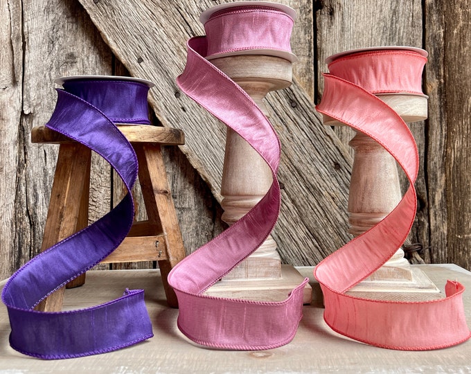10 Yards, 1.5 inch dupioni ribbon, designer ribbon, spring ribbon, summer ribbon, wreath supply, floral supply, jewel tones