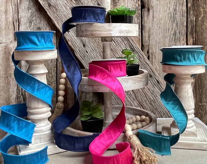 10 Yards, 1.5 inch dupioni ribbon, designer ribbon, spring ribbon, summer ribbon, wreath supply, floral supply, jewel tones