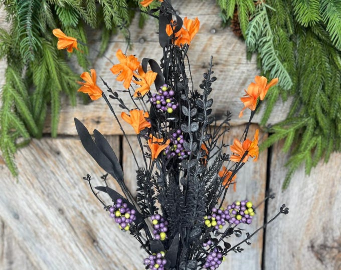 24" Halloween Spray, 60919, Orange MIxed Leaf Spray, Halloween Greenery, FH807177