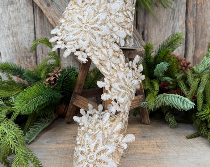 5.5" Ivory Snowflake Ribbon by Farrisilk