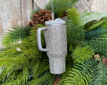 4" Silver Tumbler Ornament, Cup Ornament, Silver Ornament, Christmas Ornament Gift, Fun Ornament, Ornament for Teen Girl, Ornament for Girl