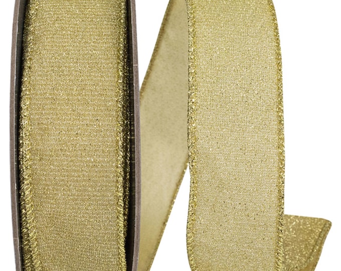 1.5" Gold Glimmer Sparkle Metallic Wired Ribbon – 10 Yards
